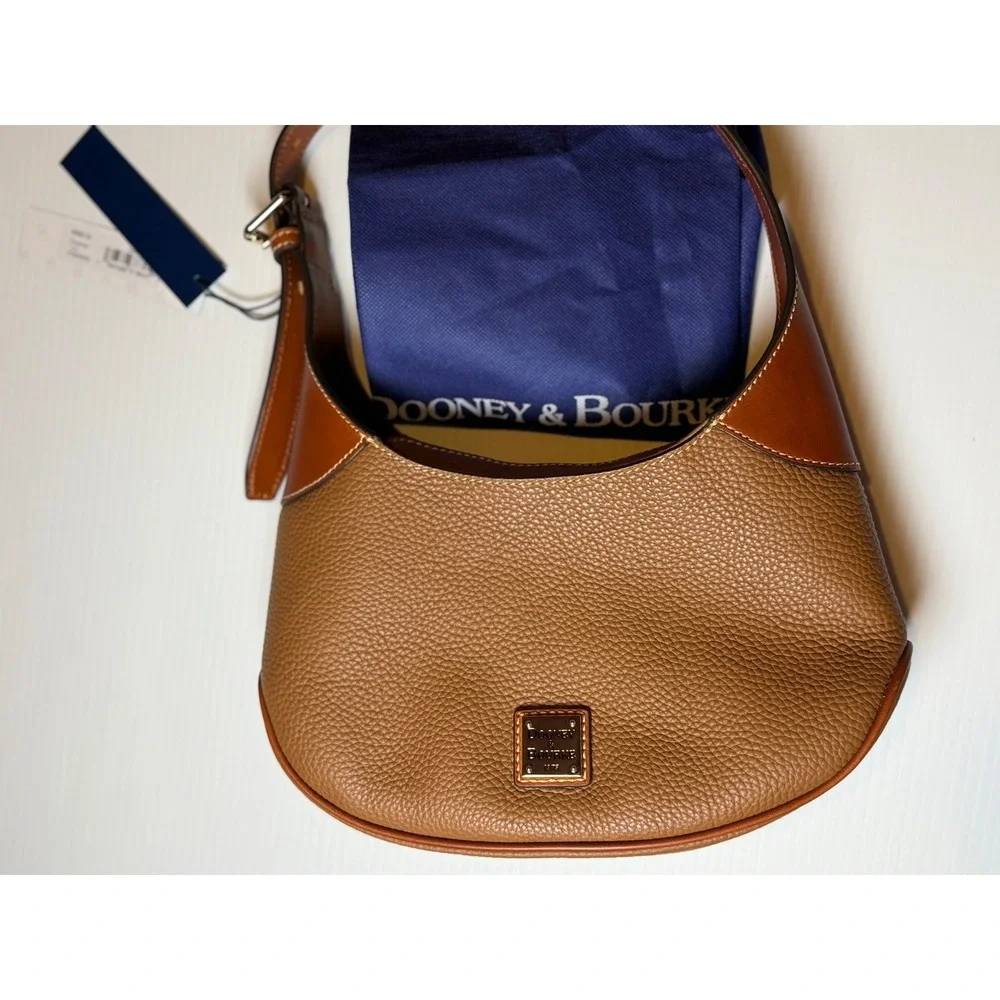 Dooney & Bourke Hobo Bag Brown Pebble Grain Leather Shoulder Purse Small Womens